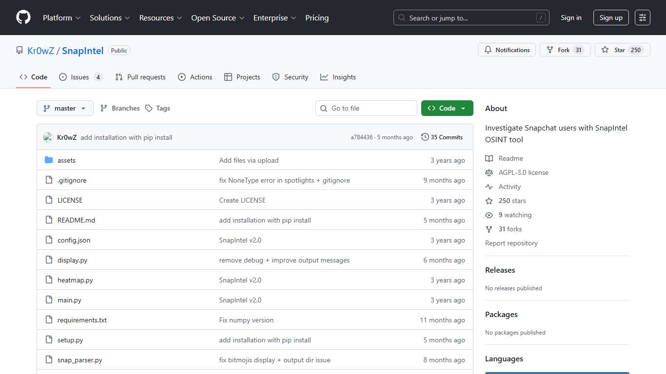 GitHub - Kr0wZ/SnapIntel: Investigate Snapchat users with SnapIntel OSINT tool